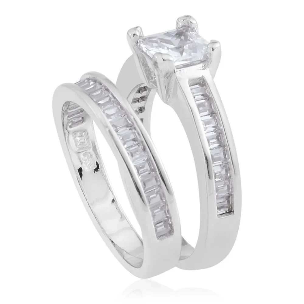 Wedding Rings Set Simulated Diamond